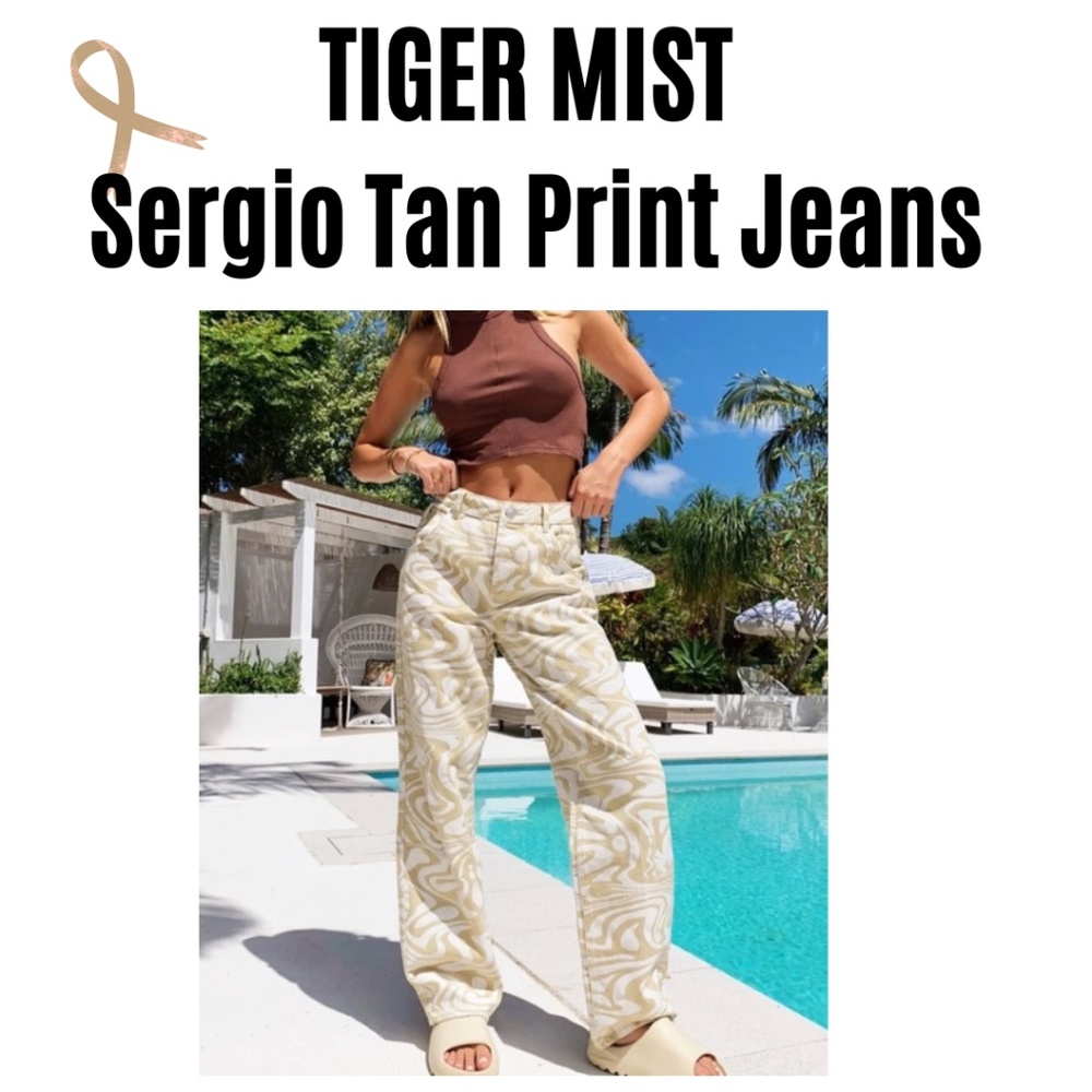 TIGER MIST Sergio Tan Print Button Front Jeans